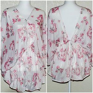 4/$20 Charlotte Russe Floral Kimono Tie Back Top